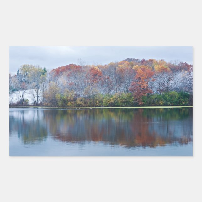 Marthaler Park Snowy Autumn Morning Rectangular Sticker (Front)