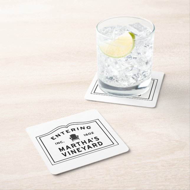 Martha's Vineyard Adirondack Chair Square Paper Coaster (Insitu)