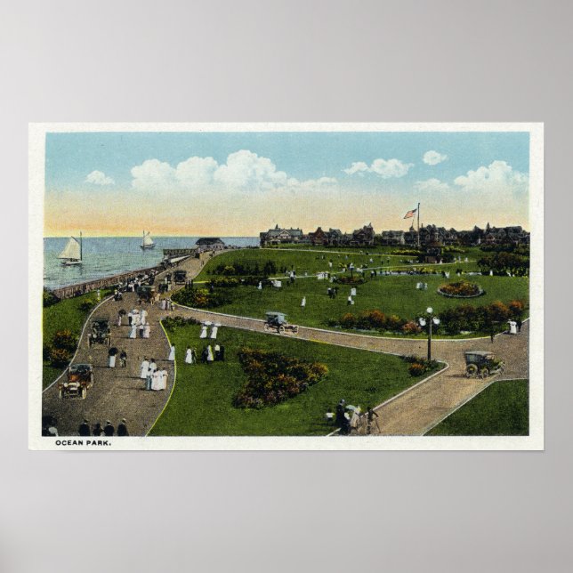 Martha's Vineyard, Aerial View of Ocean Park Poster (Front)