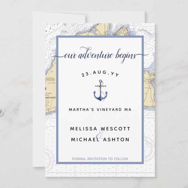 Martha's Vineyard Authentic Nautical Wedding Save The Date (Front)