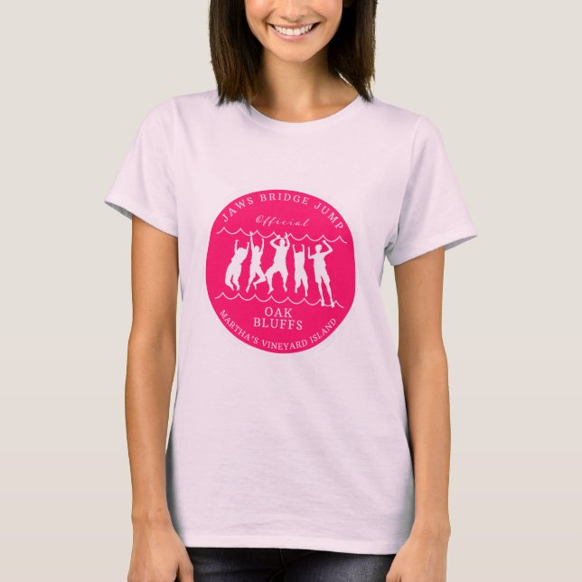 Martha's Vineyard Bridge Jump Ladies Tee Pink (Front)