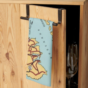 Martha's Vineyard Coast Map Tea Towel