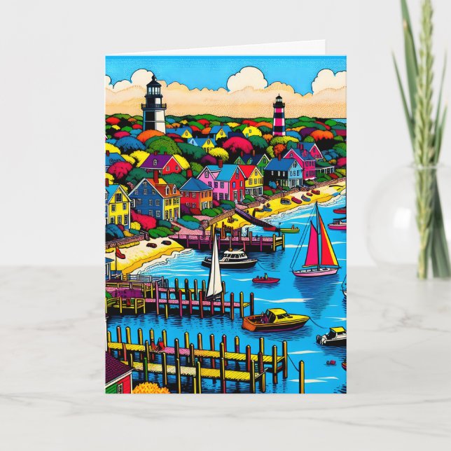 Martha's Vineyard | Colourful Abstract Art Card (Front)
