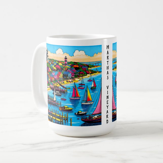 Martha's Vineyard | Colourful Abstract Art Coffee Mug (Front Left)