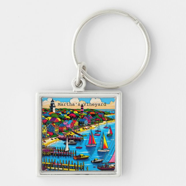 Martha's Vineyard | Colourful Abstract Art Key Ring (Front)
