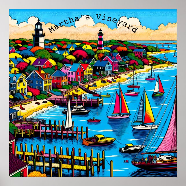 Martha's Vineyard | Colourful Abstract Art Poster (Front)