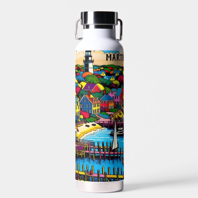 Martha's Vineyard | Colourful Abstract Art Water Bottle (Front)