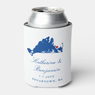 Martha's Vineyard Edgartow Navy Wedding Can Cooler