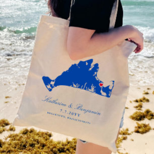 Martha's Vineyard Edgartown Navy Wedding Welcome Tote Bag