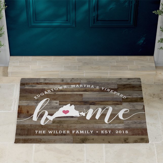 Martha's Vineyard Home Town Personalised Wood Look Doormat (Creator Uploaded)