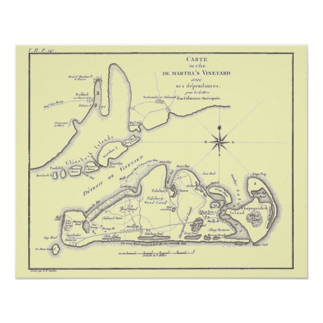 Martha's Vineyard Island 1784 Poster