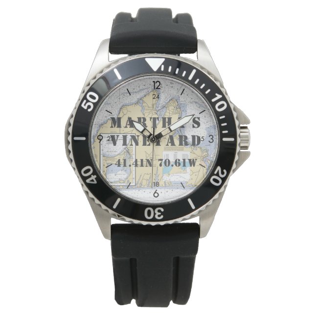Martha's Vineyard Latitude Longitude Boater's Watch (Front)