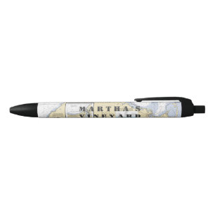 Martha's Vineyard Latitude Longitude Nautical Blue Ink Pen
