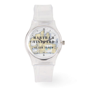 Martha's Vineyard Latitude Longitude Nautical Watch