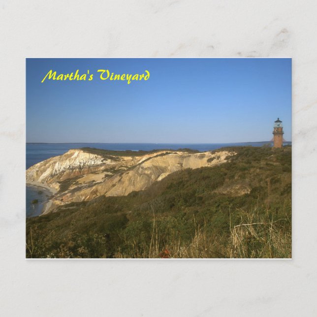Martha's Vineyard Lighthouse and Clay Cliffs Postcard (Front)