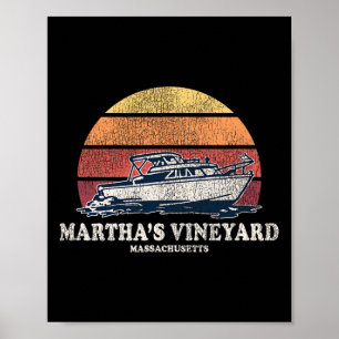 Martha's Vineyard Ma Vintage Boating 70s Retro Boa Poster
