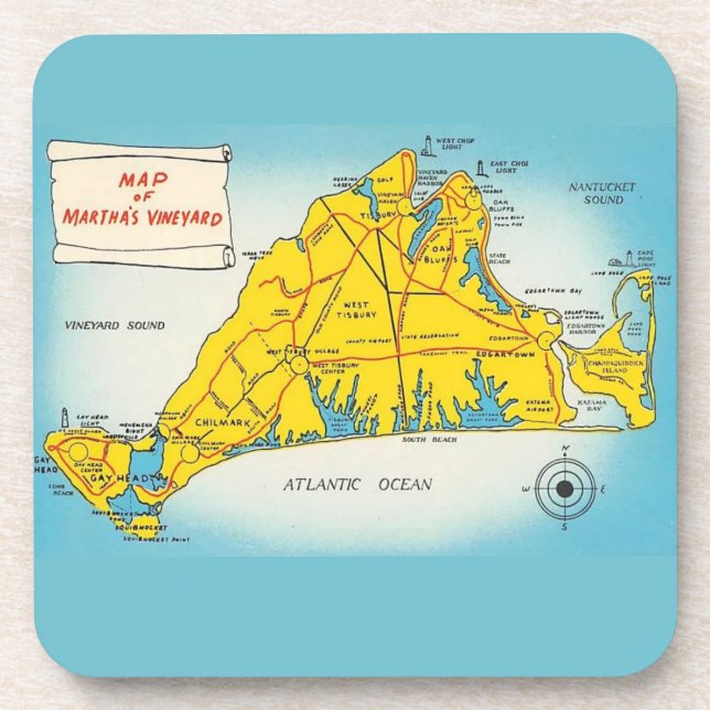 Martha's Vineyard Map  Coaster (Front)
