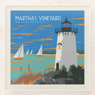 Martha's Vineyard, Massachusetts   Lighthouse Glass Coaster