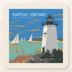 Martha's Vineyard, Massachusetts   Lighthouse Square Paper Coaster