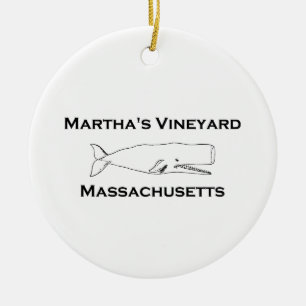 Martha's Vineyard Massachusetts Whale Ceramic Tree Decoration