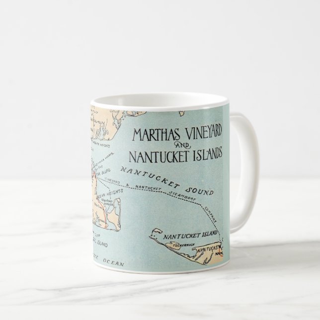 Marthas Vineyard Nantucket  Map Mug (Front Right)