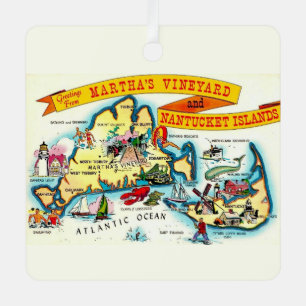 Martha's Vineyard Nantucket Map Ornament