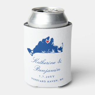Martha's Vineyard Navy Vineyard Haven Wedding Can Cooler