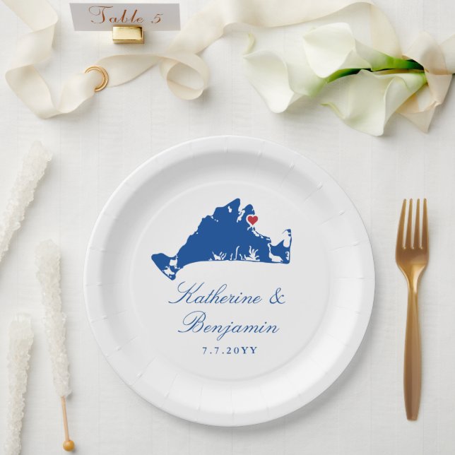Martha's Vineyard Oak Bluffs Wedding Paper Plate (Wedding)