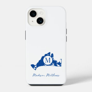 Martha's Vineyard Simple Map Monogram Blue Name iPhone 14 Case