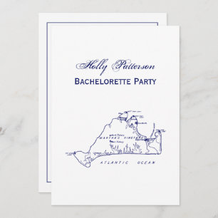 Martha's Vineyard Vintage Map #1 Navy Blue Invitation