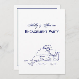 Martha's Vineyard Vintage Map #1 Navy Blue Invitation