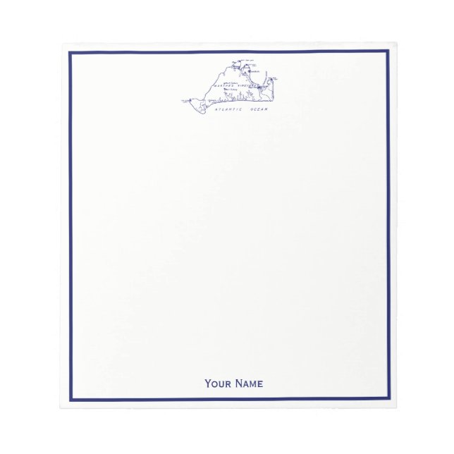 Martha's Vineyard Vintage Map #1 Navy Blue Notepad (Front)
