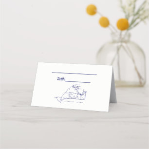 Martha's Vineyard Vintage Map #1 Navy Blue Place Card