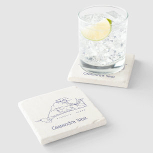 Martha's Vineyard Vintage Map #1 Navy Blue Stone Coaster