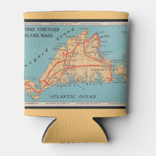 Martha's Vineyard Vintage Map Can Cooler