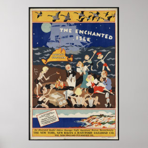 Marthas Vineyard Vintage Travel Poster Ad Retro