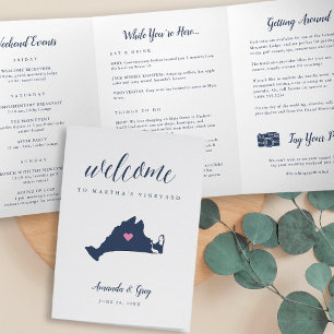 Martha's Vineyard Wedding Welcome Letter Itinerary Tri-Fold Programme
