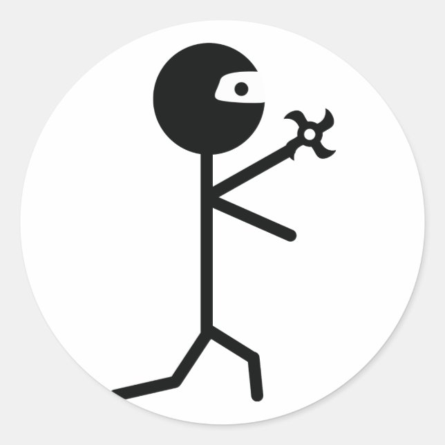 martial art black ninja star shiruken classic round sticker (Front)