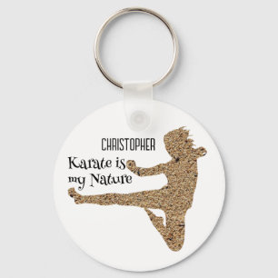 Martial Art Karate Silhouette Personalised Key Ring