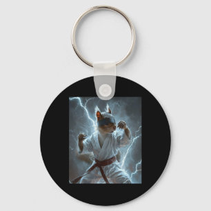 Martial Art Squirrel Wearing Karate Gi Lightning A Key Ring