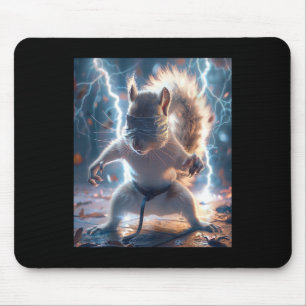 Martial Art Squirrel Wearing Karate Gi Lightning A Mouse Pad