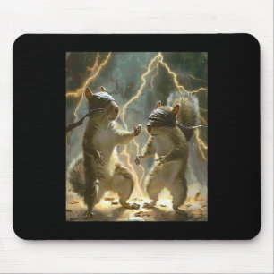Martial Art Squirrel Wearing Karate Gi Lightning A Mouse Pad
