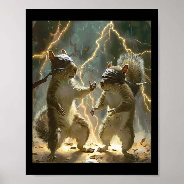 Martial Art Squirrel Wearing Karate Gi Lightning A Poster (Front)