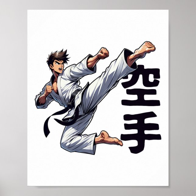Martial Artist Mid-kick Martial Arts Karate Dojo K Poster (Front)