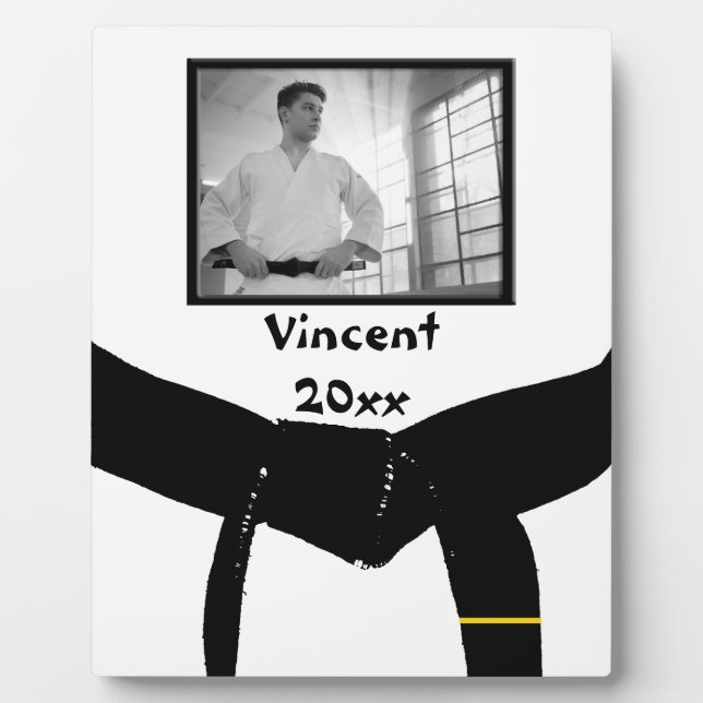 Martial Arts 1st Degree Black Belt Photo Keepsake Plaque (Front)
