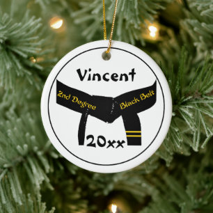 Martial Arts 2nd Degree Black Belt Ceramic Tree Decoration