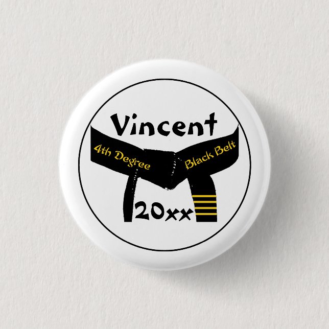 Martial Arts 4th Degree Black Belt 3 Cm Round Badge (Front)