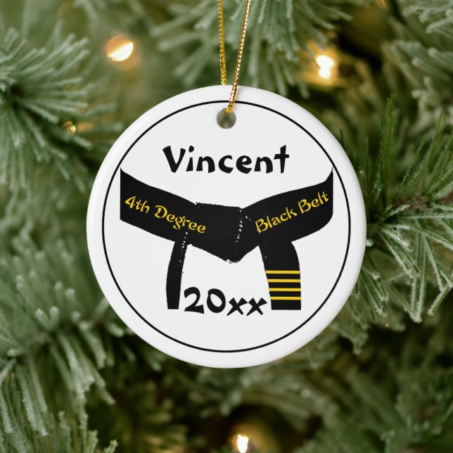 Martial Arts 4th Degree Black Belt Ceramic Ornament (Tree)