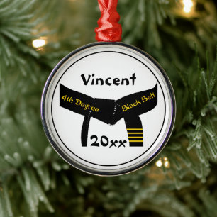 Martial Arts 4th Degree Black Belt Rank Metal Tree Decoration