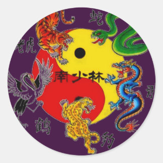 MARTIAL ARTS 5 ANIMALS CLASSIC ROUND STICKER